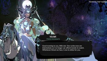 Meeting the Goddess Selene while playing Hades 2.