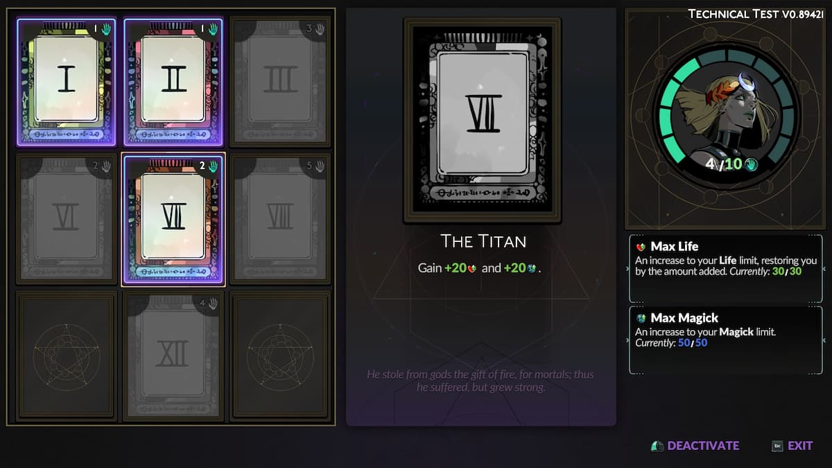 The Titan Tarot Card Arcana Upgrade in Hades 2.