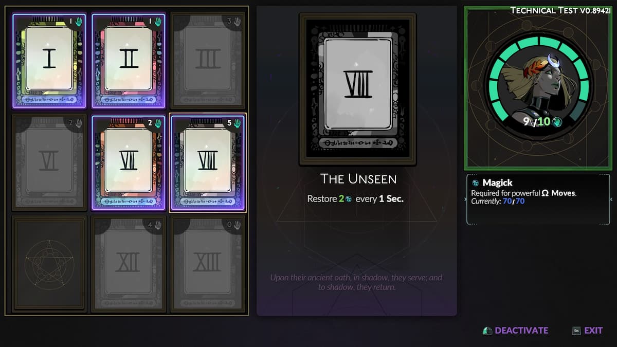 The Unseen Tarot Card Arcana Upgrade in Hades 2.