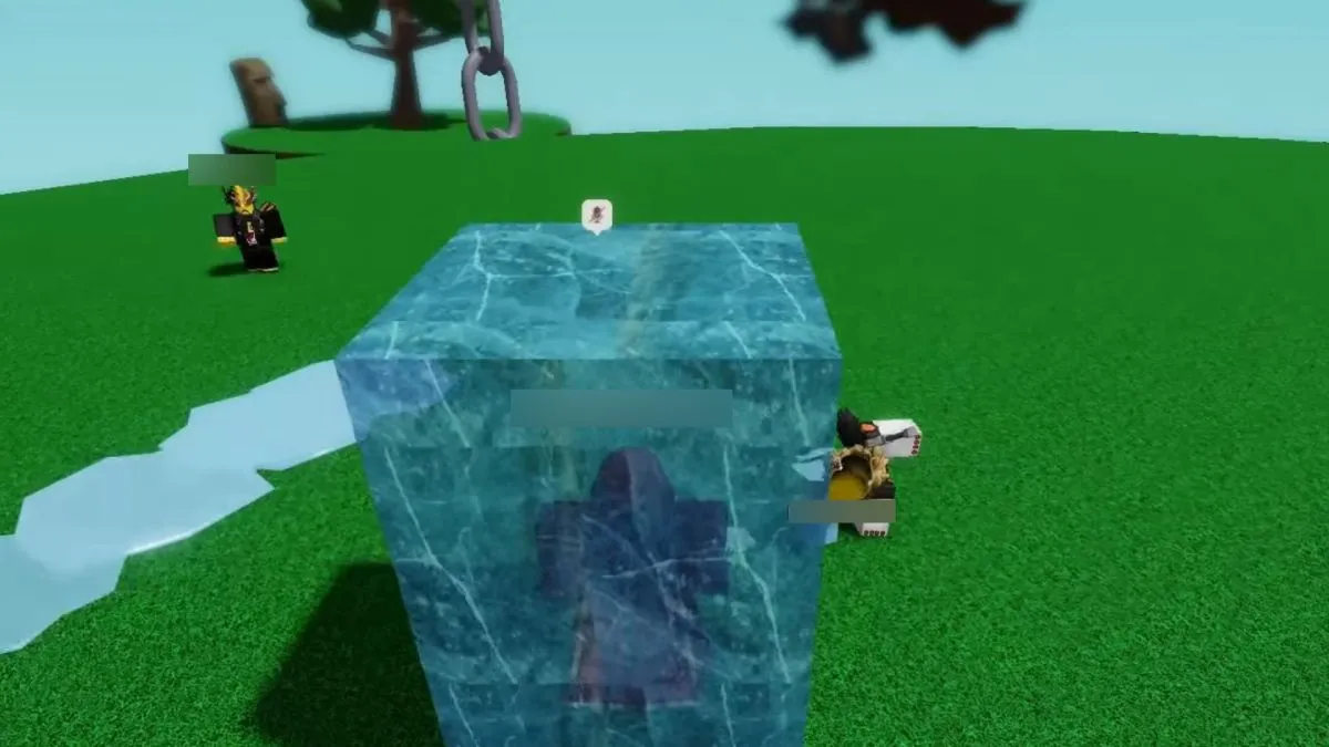 Slap Battles character trapped inside Ice Block.