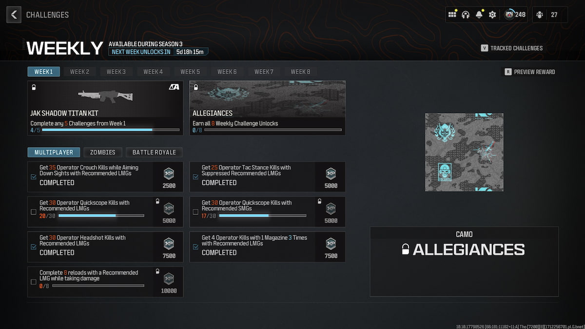 MW3 Season 3 Week 1 Challenges Page
