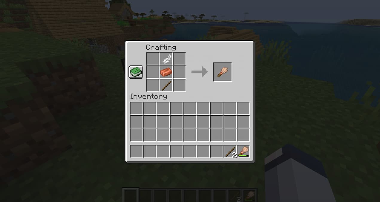 The brush's crafting recipe in Minecraft.