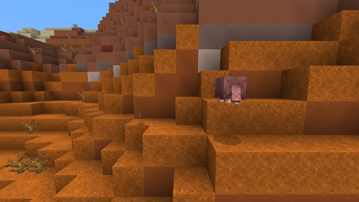 A Minecraft Armadillo shedding a Scute.