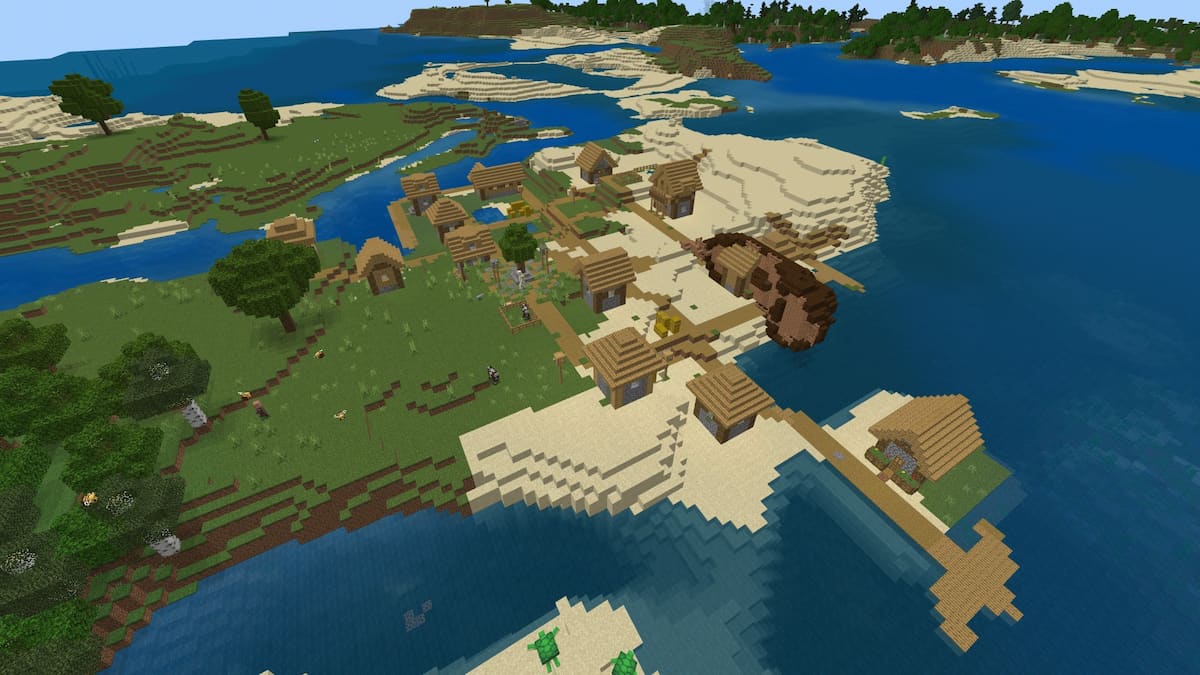 A Beach with a shipwreck and a Plains Village