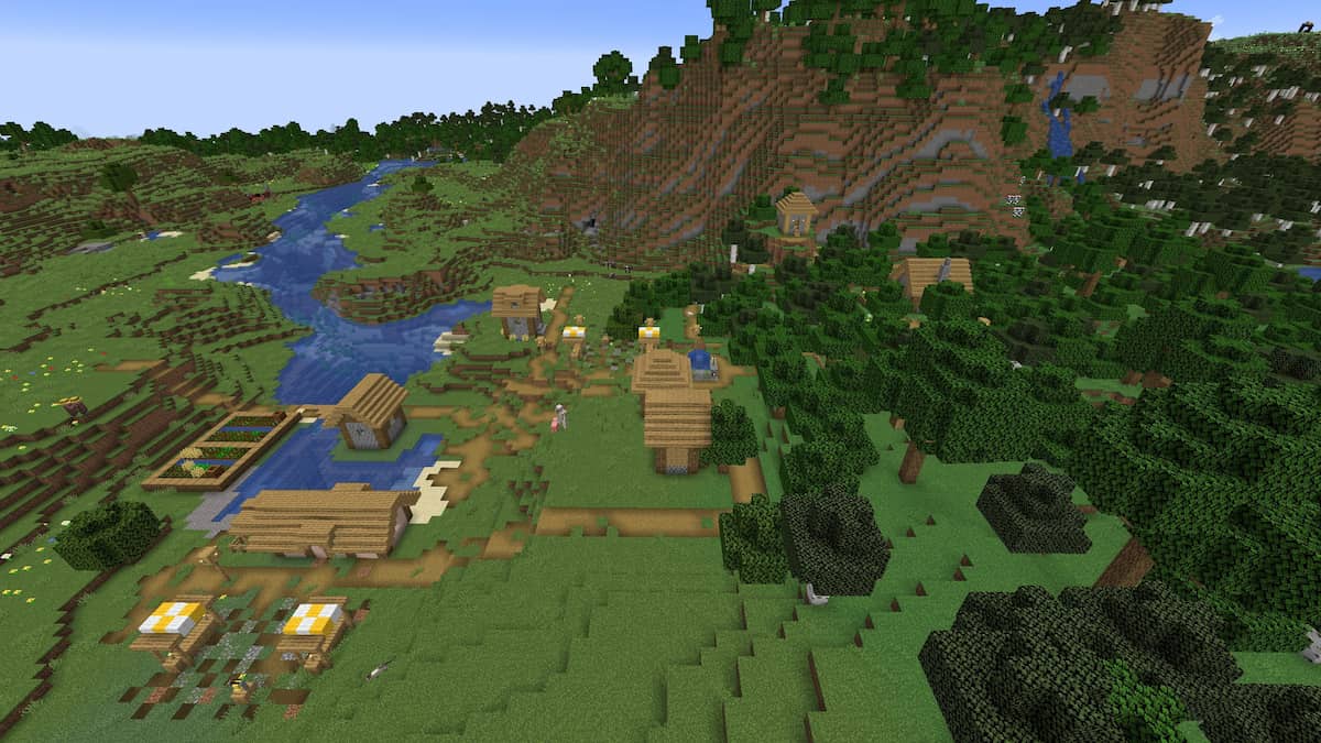 A Plains Village next to both a forest and a hill