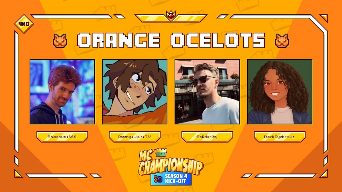 The Orange Ocelots team for season 4 of the MC Championships.