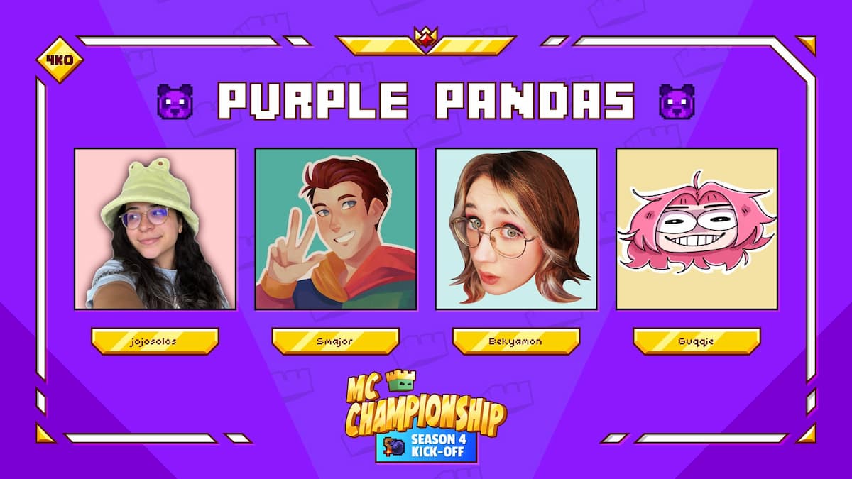 The Purple Pandas team for season 4 of the MC Championships.