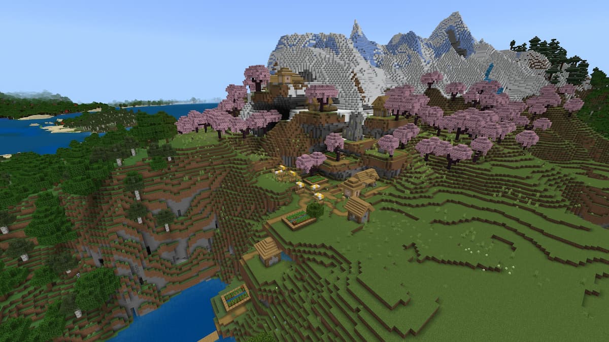 A mountainside Plains Village in a Cherry Grove.