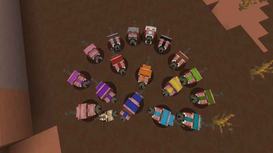 All of the possible colors of Wolf Armor in Minecraft.