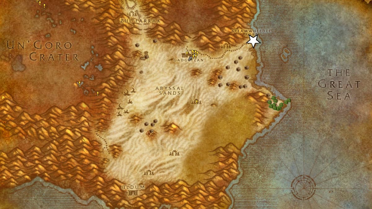 Map of the NPC location in Steamwheedle in World of Warcraft: Season of Discovery (WoW SoD).