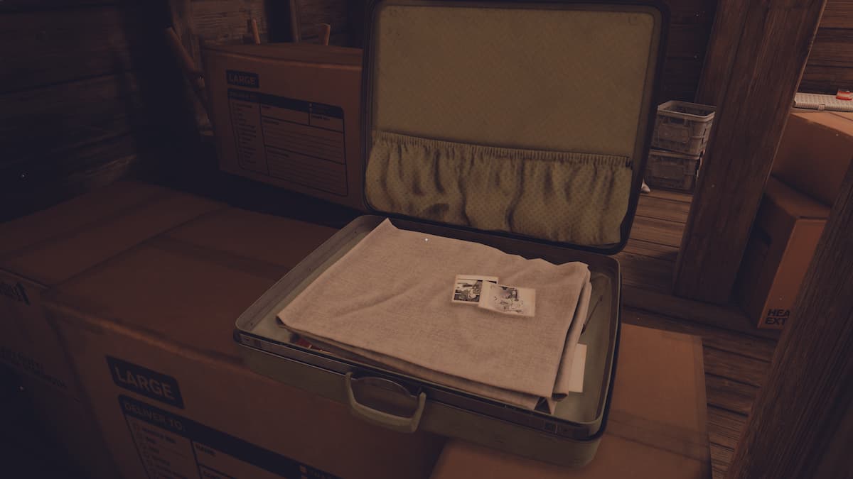 The location of hidden snapshots in a suitcase in our Open Roads walkthrough.
