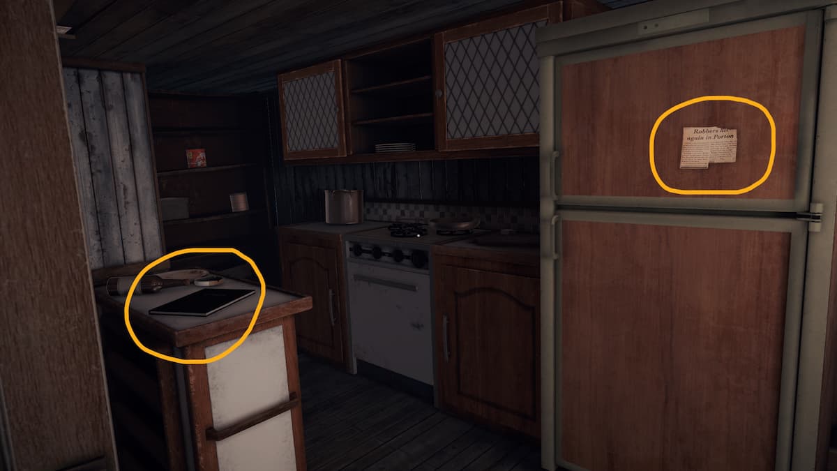 The important items in the houseboat's kitchen in our Open Roads walkthrough.