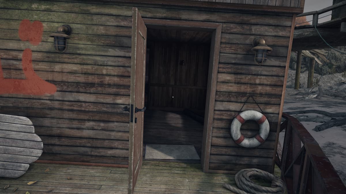 The doorway into the houseboat's bottom level in our Open Roads walkthrough.