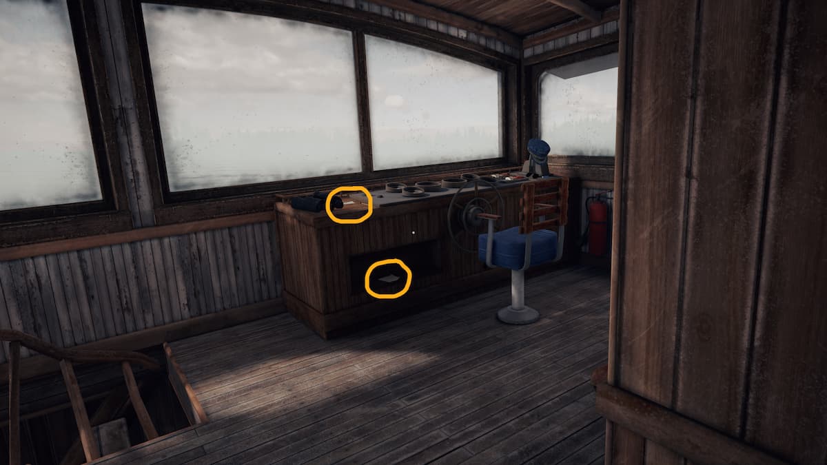 The two hidden notes in the Houseboat chapter's navigation room during the Open Roads walkthrough.