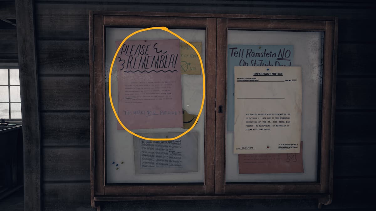 A poster calling out Pierre in the sixth chapter of the Open Roads walkthrough.