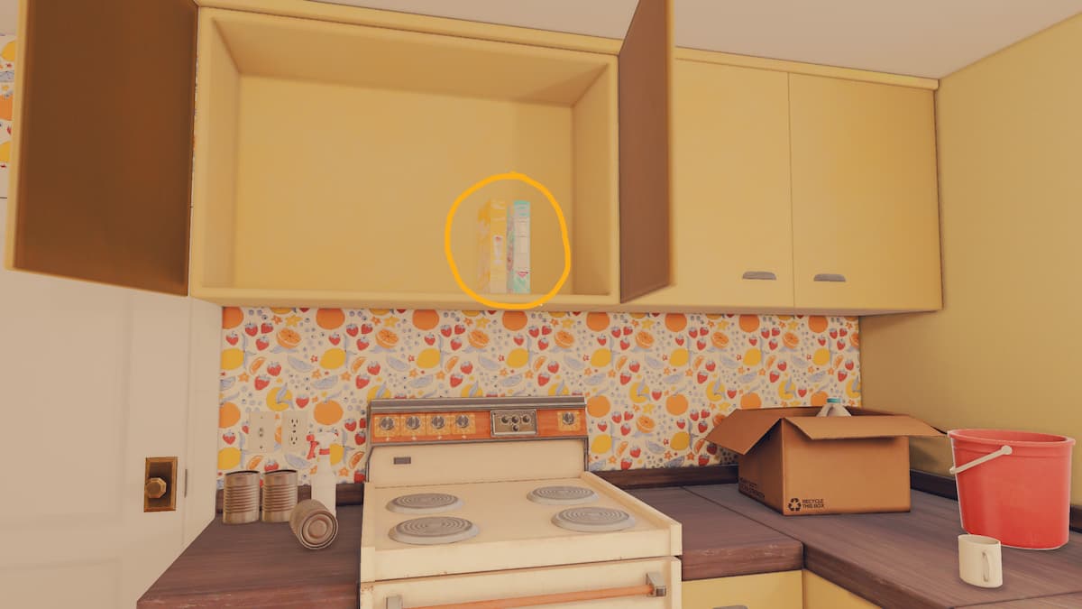 Cereal in the kitchen in the Open Roads walkthrough.
