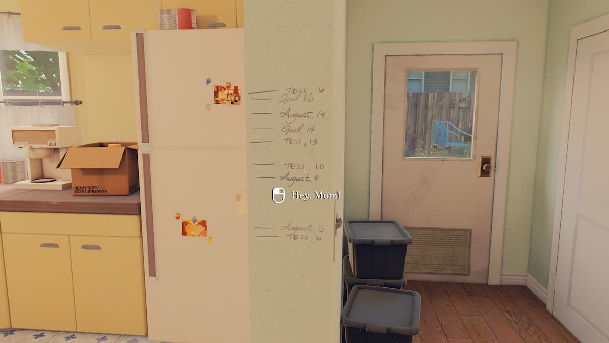 Reading the writing on the doorframe during the Open Roads walkthrough.