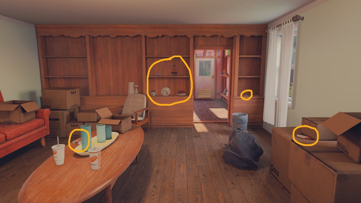 All of the living room objects in our Open Roads walkthrough.