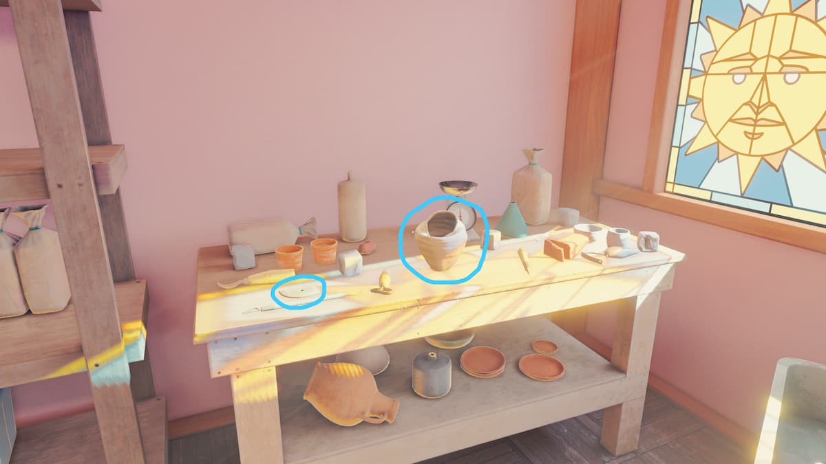 The pottery table in our Open Roads walkthrough.