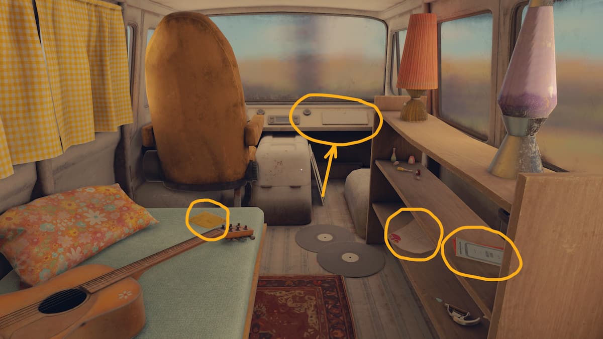 All of the interactable items in the summer home's van in our Open Roads walkthrough.