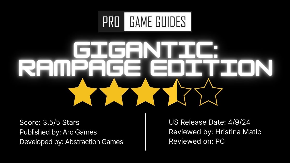 Pro Game Guides' Gigantic Review score of 3.5 stars out of 5