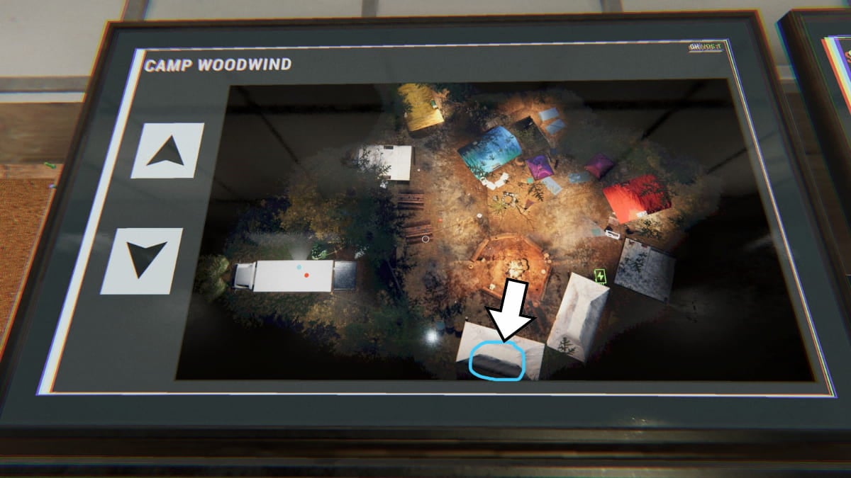 The location of the Ouija Board on the Camp Woodwinds map.