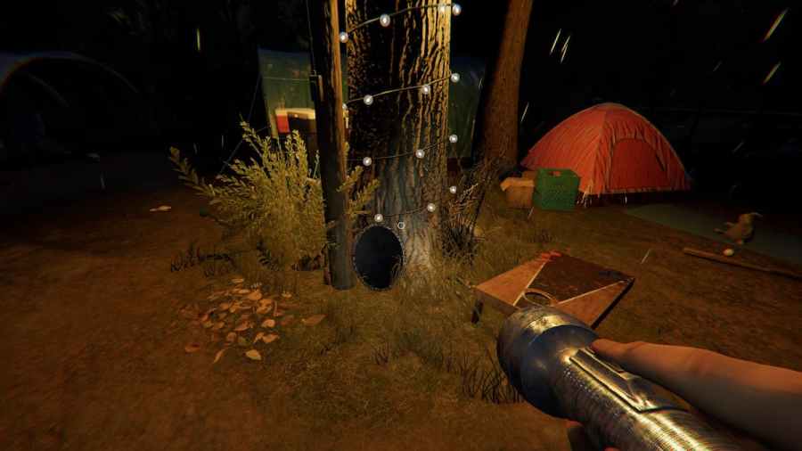 The location of the Cursed Mirror Cursed Object in Phasmophobia's Camp Woodwind.