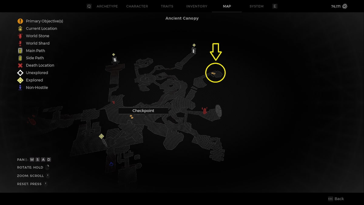 Map showing precise location of Kuri Kuri Egg in Remnant 2 Forgotten Kingdom