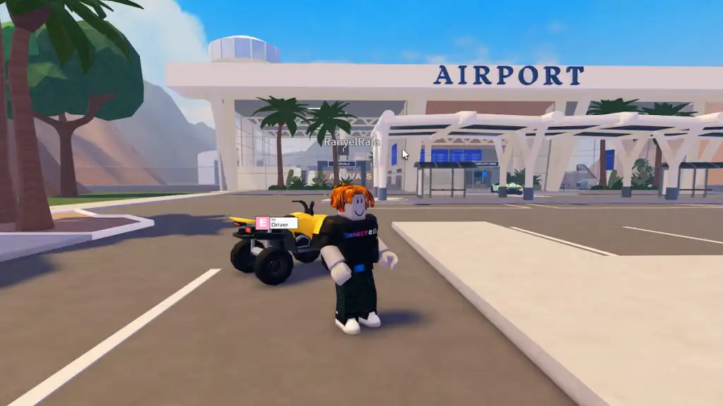 Player standing in front of the Airport