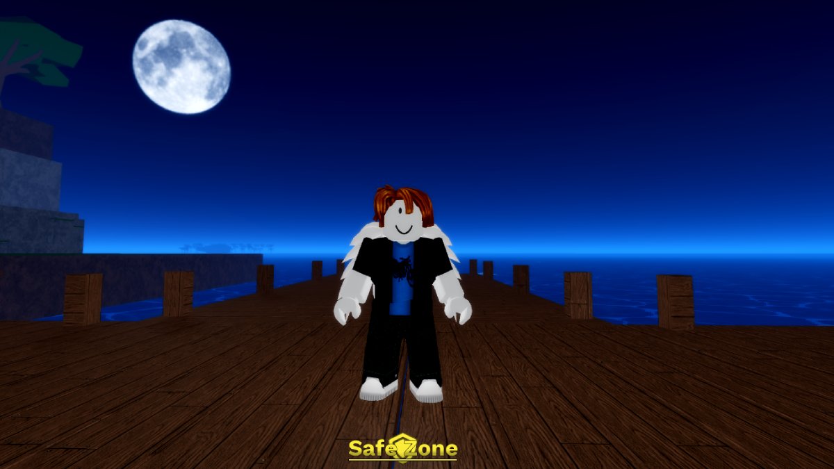Roblox Demon Piece character standing near the sea
