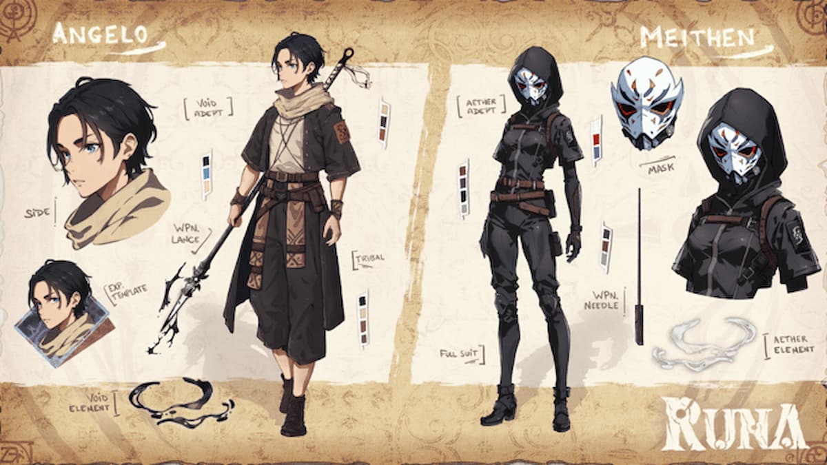 The Angelo and Meithen character designs as part of the Rune stretch goal.