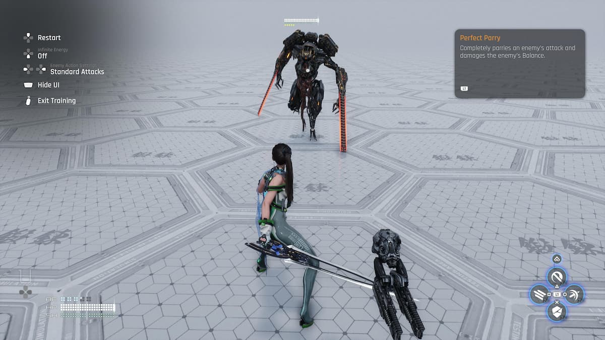 EVE performing a perfect parry in VR (Stellar Blade)