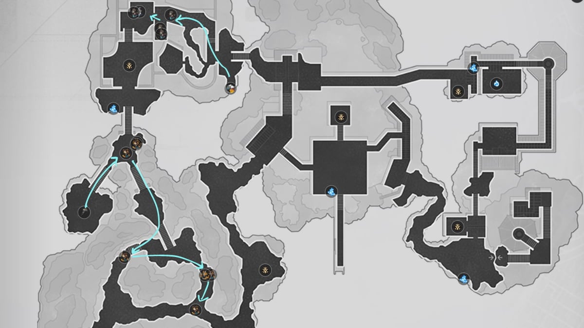Fyxestroll Garden Acheron EXP farming route map