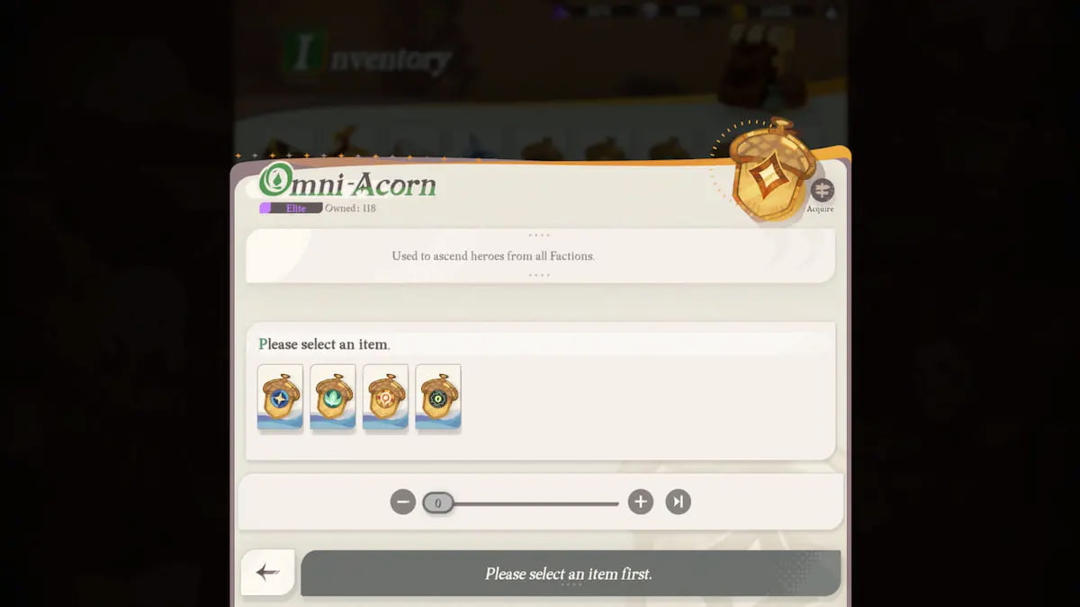 Omni-Acorn menu in AFK Journey