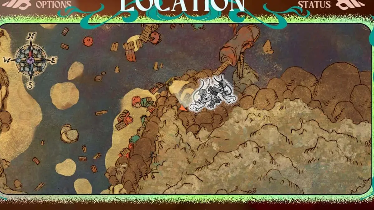 Map showing the location of Ceviche Sisters in the Upper Swamp in Another Crab's Treasure