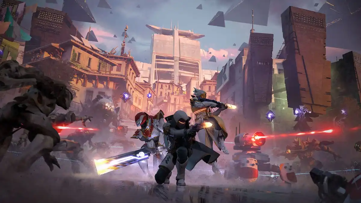 Destiny 2 Into The Light artwork depicting Guardians in battle