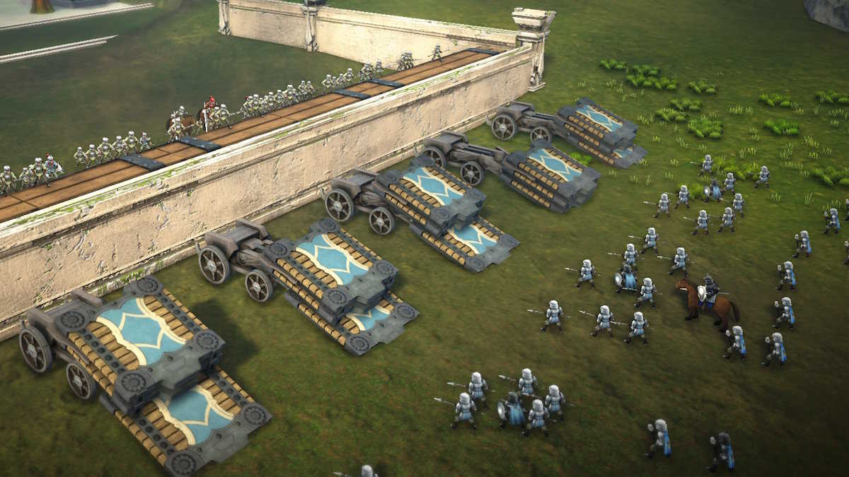 Troops battling in the siege of Eltisweiss in Eiyuden Chronicle Hundred Heroes