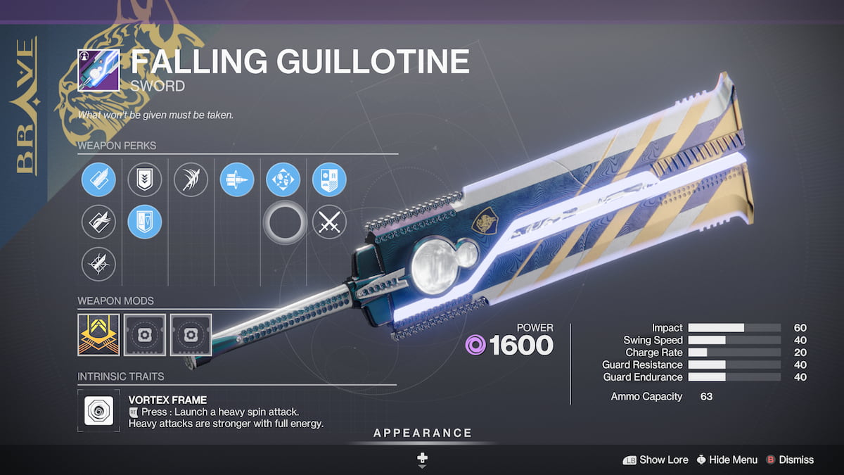 The Falling Guillotine in Destiny 2 Into The Light