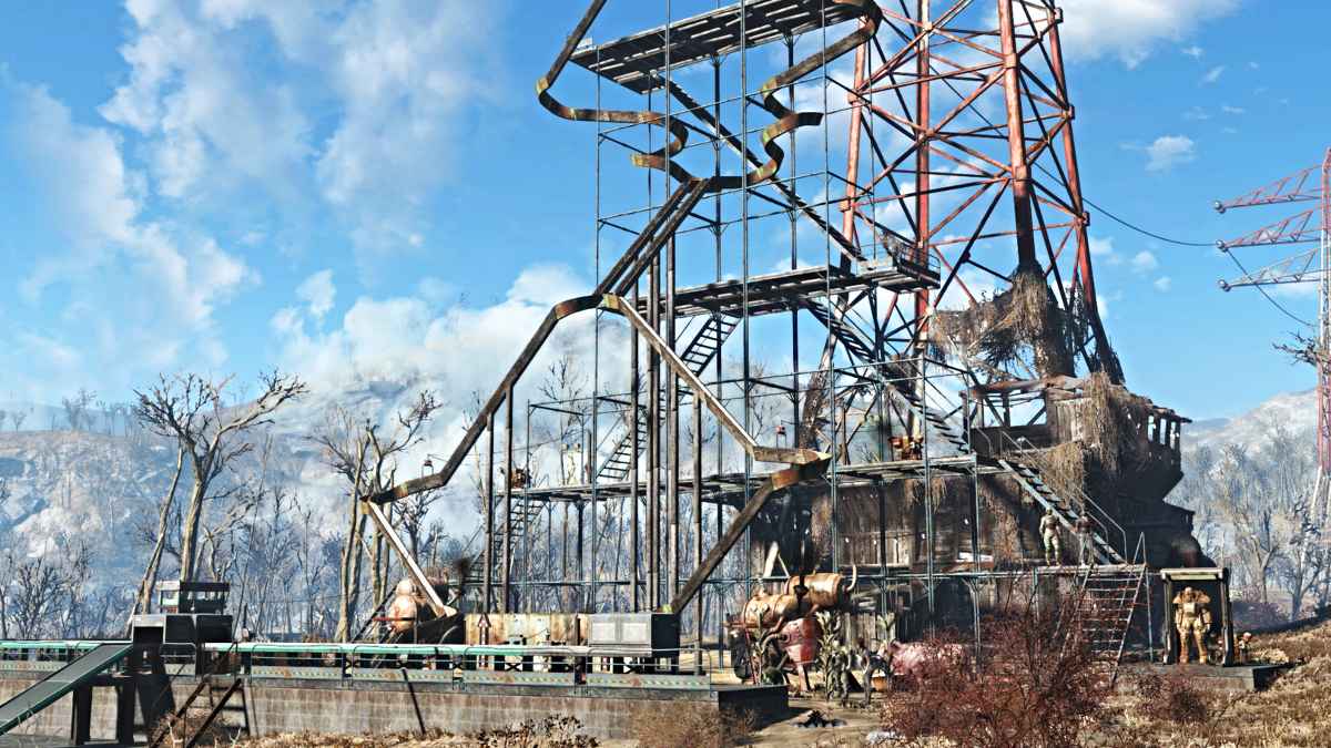 Fallout 4 an example of the scaffolding structures you can build with the DLC