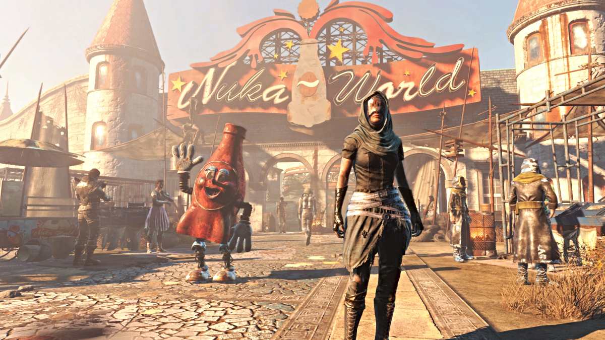 Fallout 4 the entrance to the Nuka World theme park in the DLC