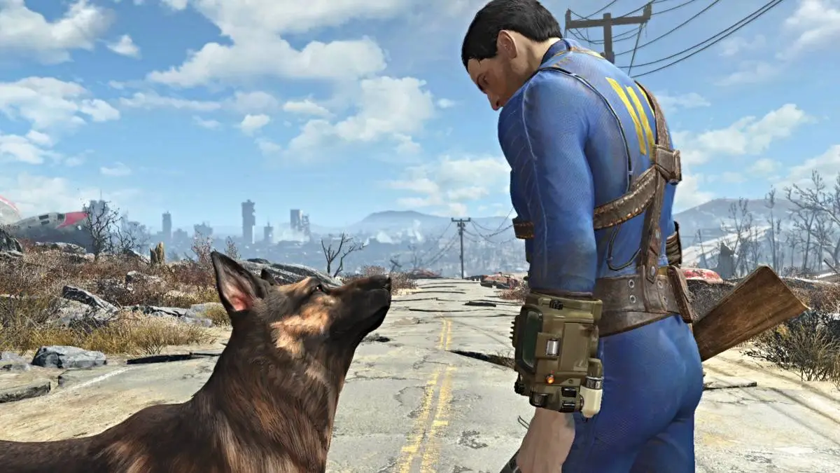 Fallout 4 Sole Survivor sets out on adventure with dog companion