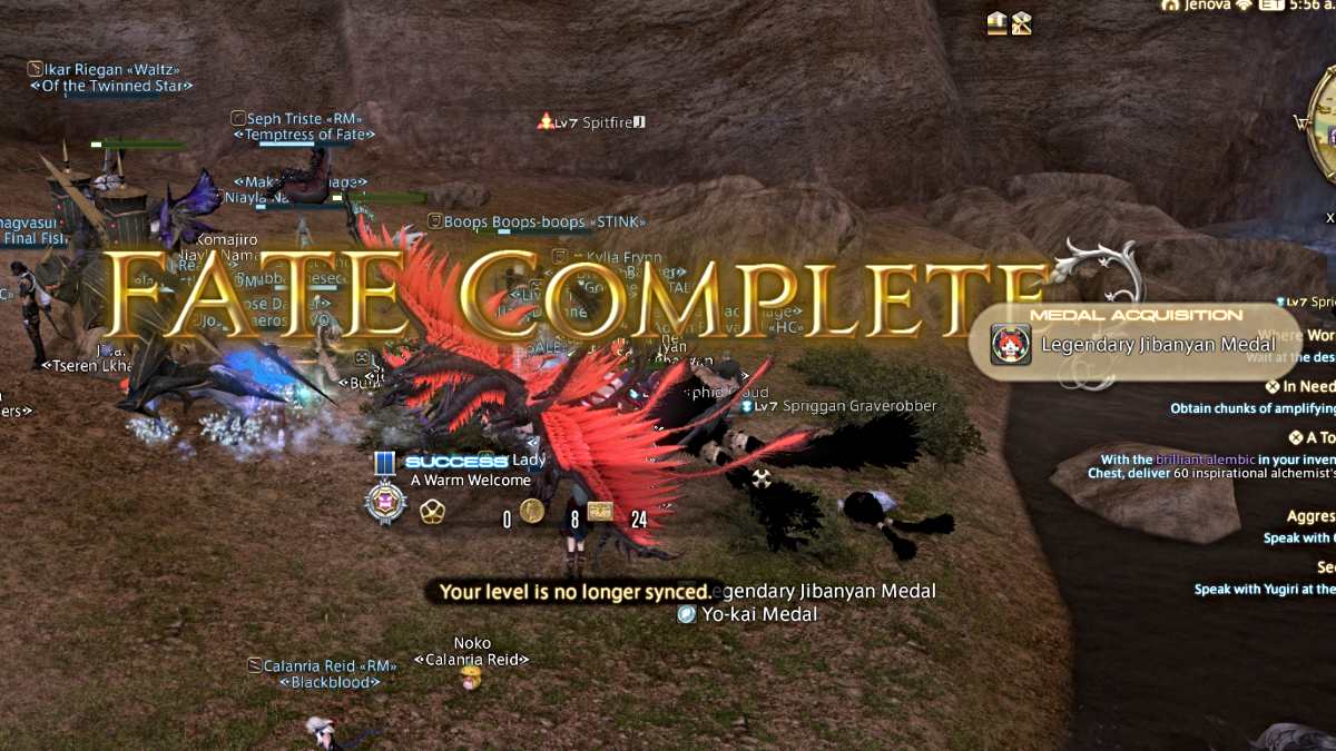 Final Fantasy XIV a Legendary Jibanyan Medal obtained from a FATE activity