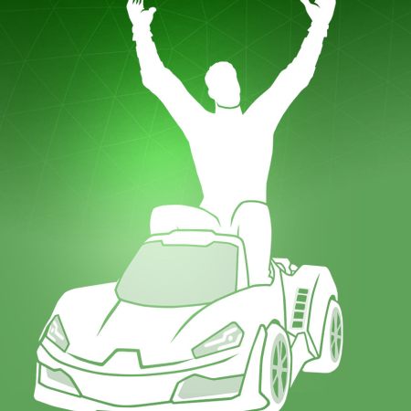 Fortnite emote Player sitting in a small car celebrating