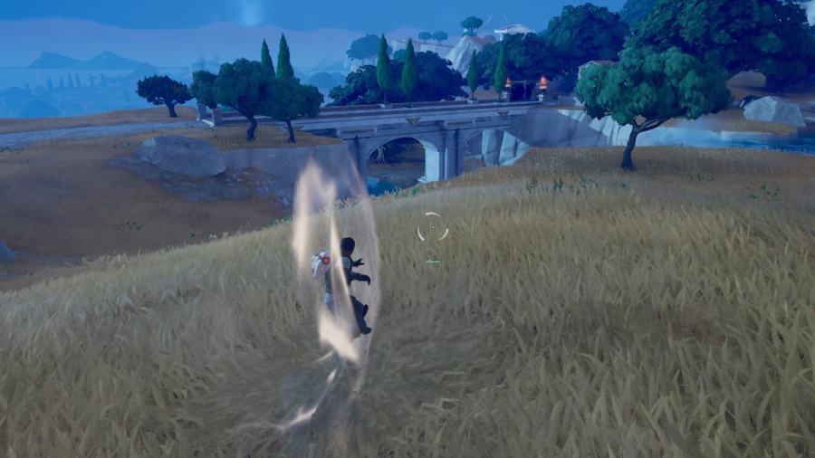 Fortnite player using Air Wheel ability for fast travel