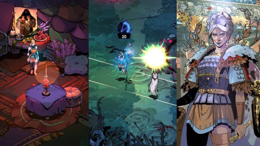 A collection of Hades 2 images featuring Melinoe, battles, and Demeter