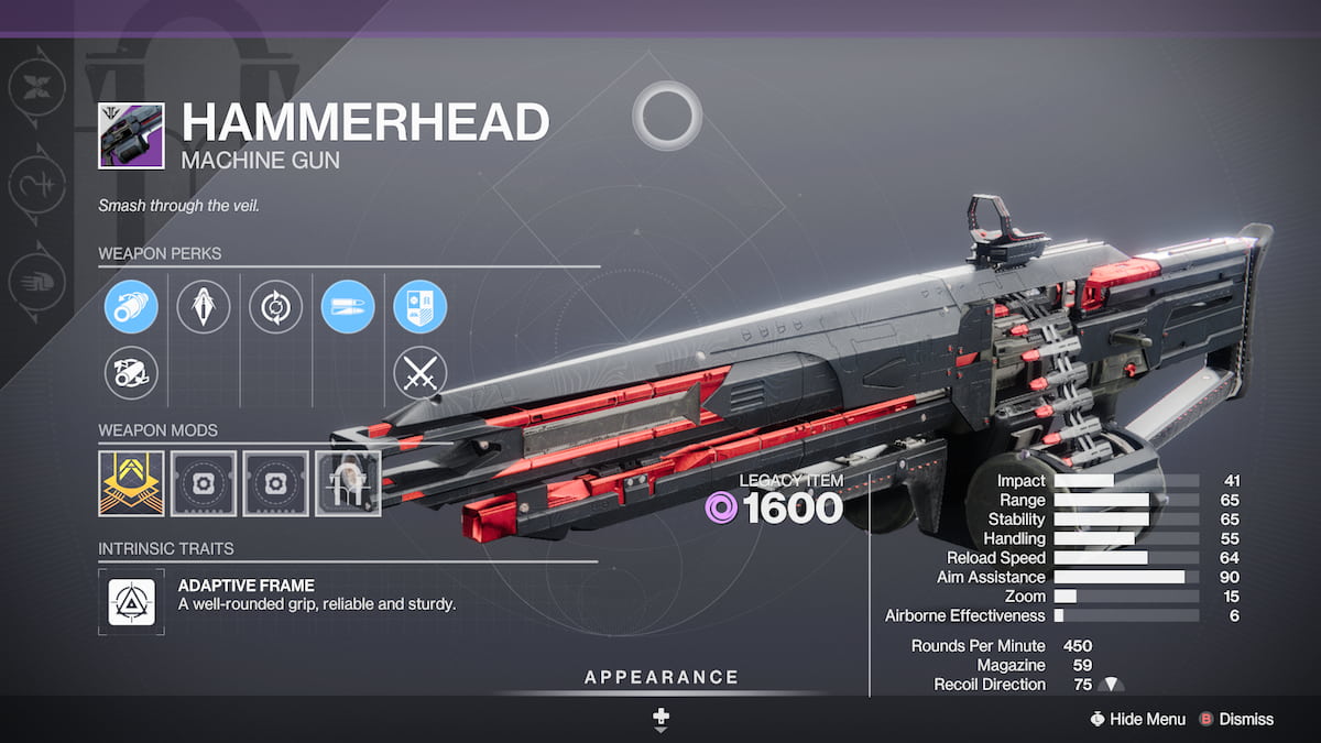 The Hammerhead in Destiny 2 Into The Light
