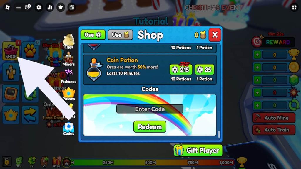 How to redeem Pickaxe Simulator codes.