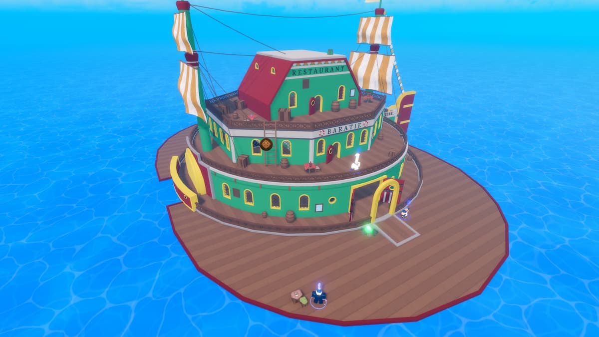 Isla artificial de Barati con un invernadero y un barco atracado