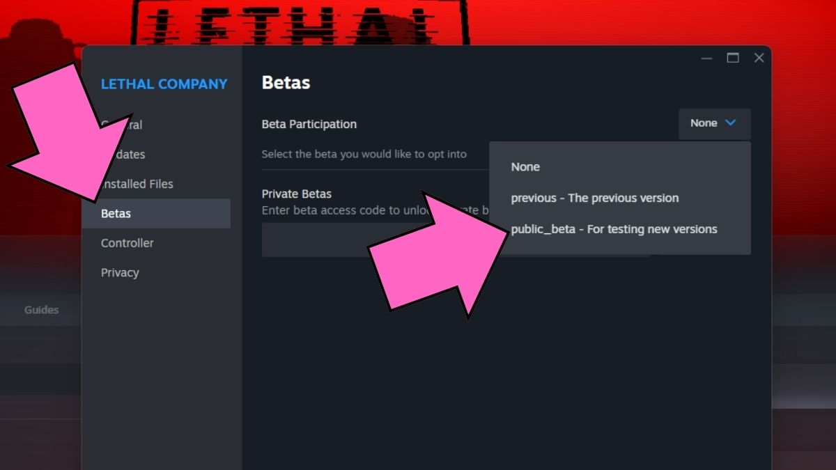 Lethal Company beta version on Steam page
