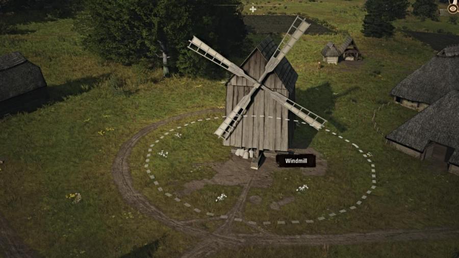 A constructed windmill in Manor Lords
